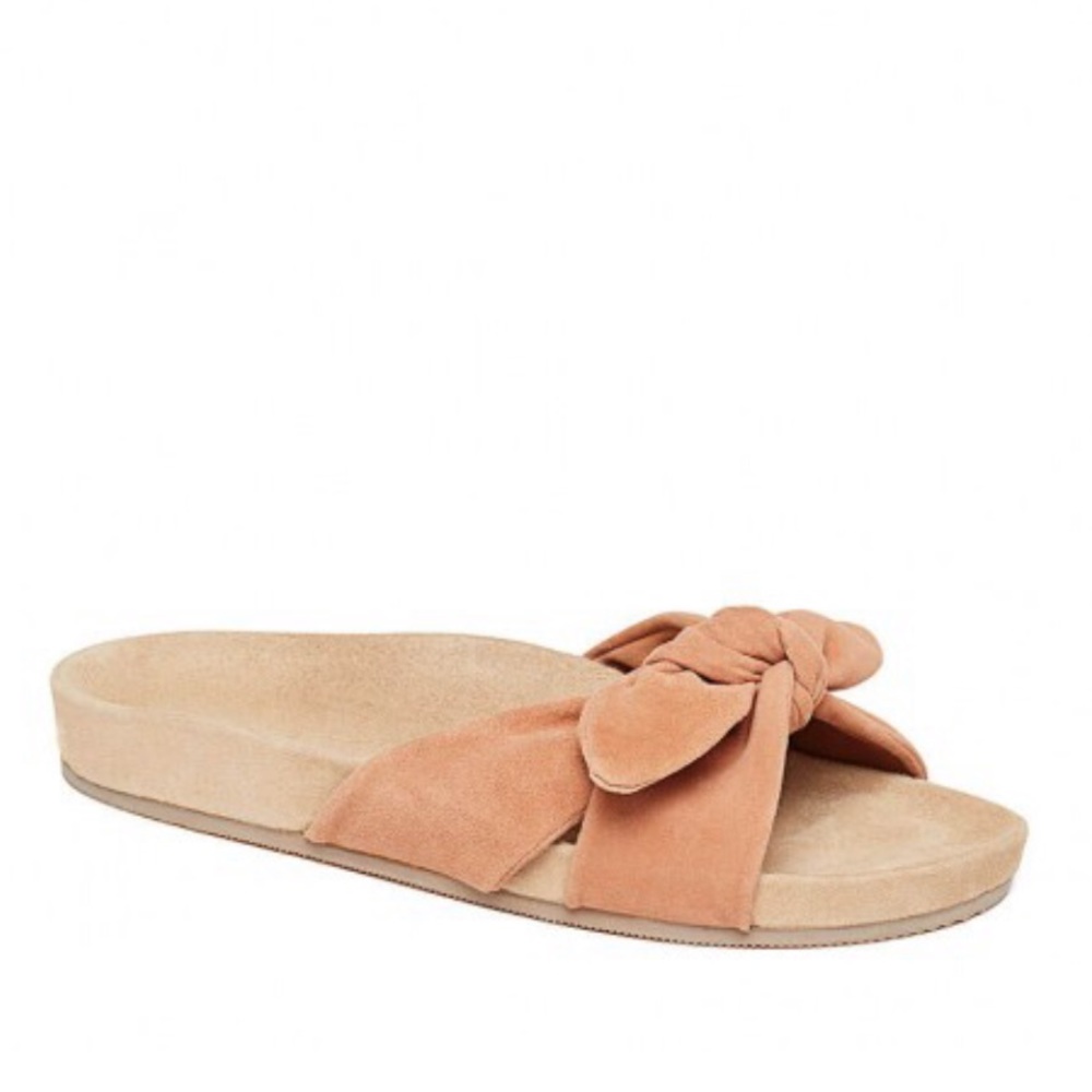Loeffler Randal Slides.  Blush suede.  Worn once.